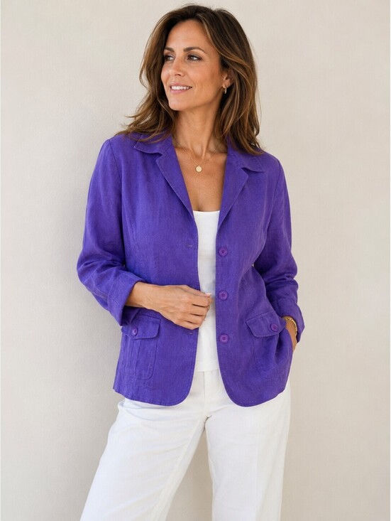 Jones New York Jackets & Blazers - Jones New York Collection 100% Linen Blazer Jacket Purple Women's Size 16